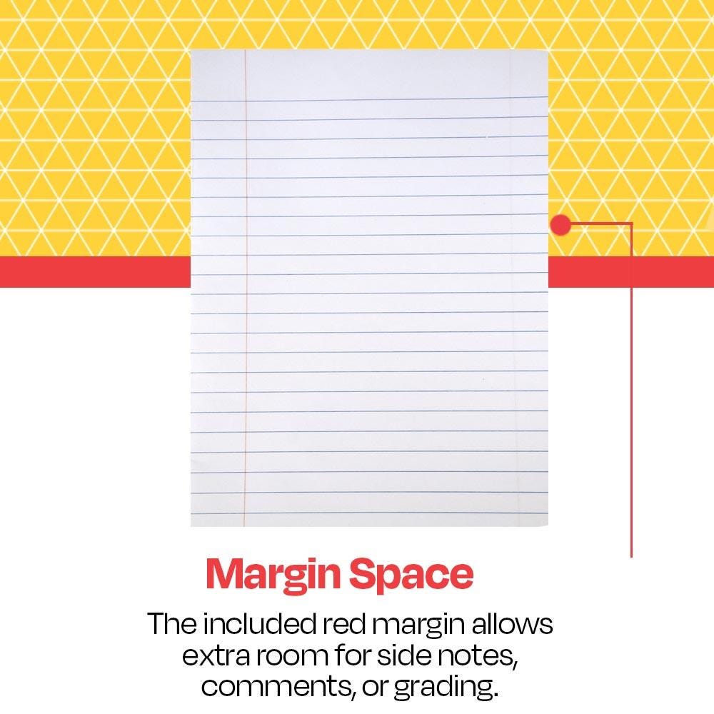 School Smart Stitched Cover Composition Book, Red Margin, 8